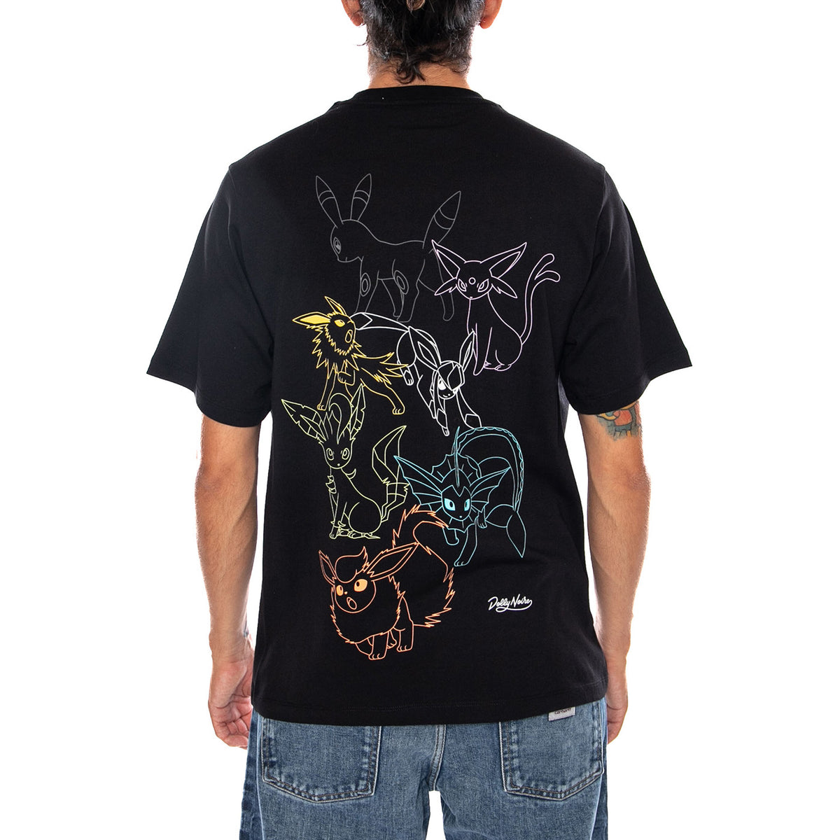 EEVEE EVOLUTION TEE POKÉMON BLACK - Maglietta Girocollo Uomo Nera Collaborazione Pokémon TS1345 T4 DOLLY NOIRE 