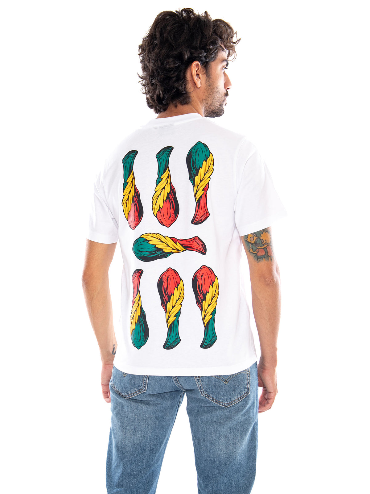 Sette di Bastoni - Napoletane Tee White - Maglietta Girocollo Uomo Bianca<BR/><BR/> TS1364 T4 DOLLY NOIRE 