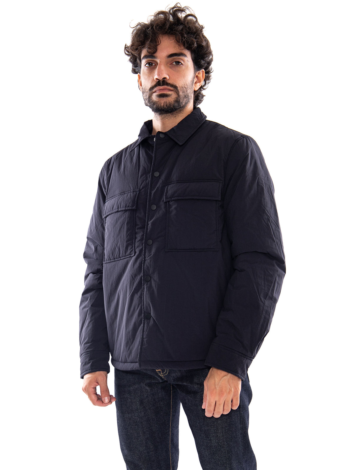 Edwin Nest Padded Overshirt LS Dark Navy - Overshirt Uomo Blu Scuro I037336 1C.00 EDWIN 