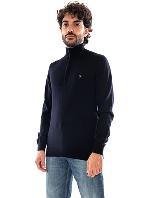 Farah Redchurch Merino Wool 1/4 Zip Navy - Maglione Uomo in Lana Merino Blu Navy F4KF9082 NVY FARAH 
