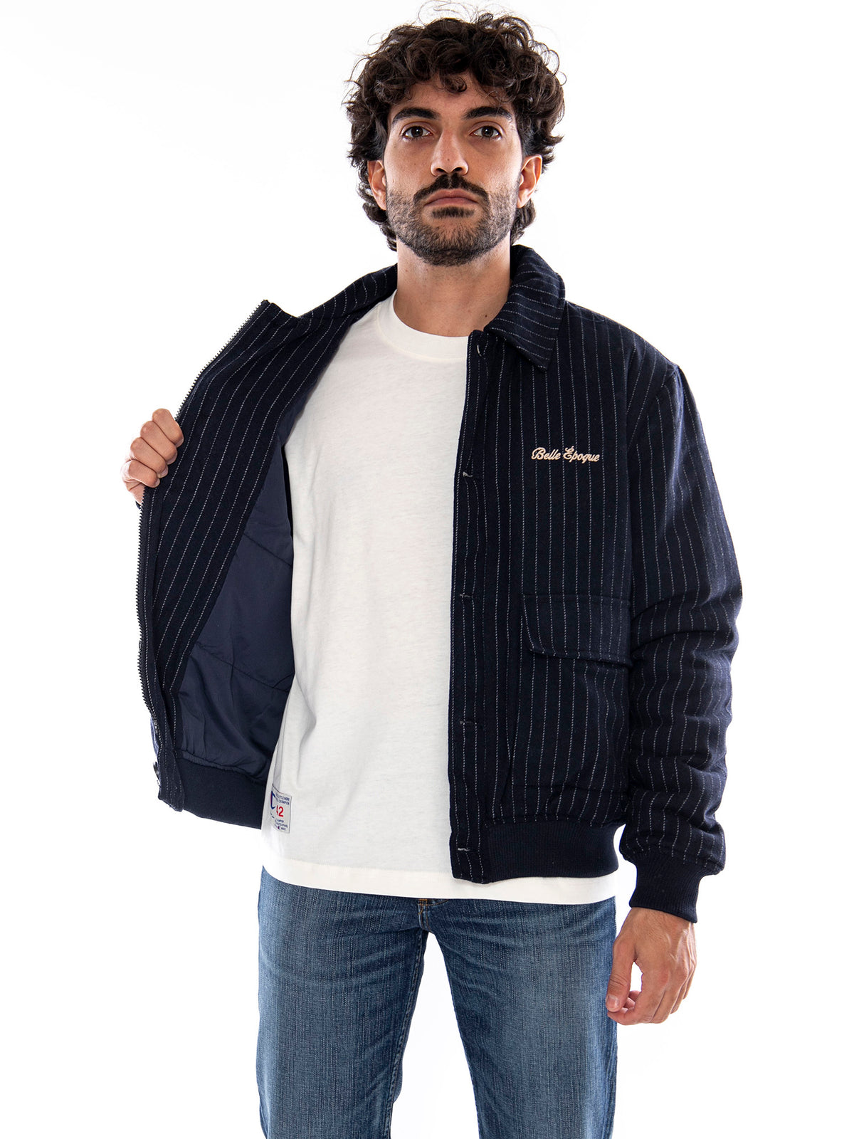 Kaotiko Belle Epoque Striped Jacket White/Navy - Giacca Uomo Bianca e Blu Navy a Righe AT002 E002 KAOTIKO 