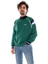 GREEN BREEZE ZIP CREW GREEN - Zip Crewneck Sweatshirt Men's Green Kaotiko