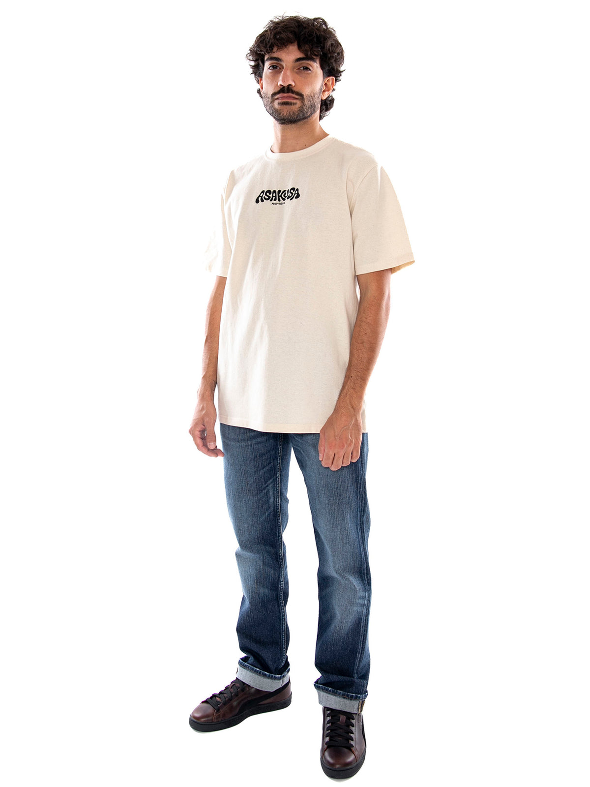 Kaotiko S/S Regular Asakusa Ramen Frog Organic Tobacco - T-Shirt Uomo Beige AT061 G002 KAOTIKO 