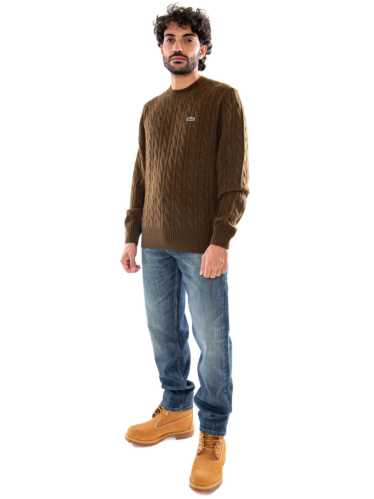 Lacoste Cable Knit Pullover Brown - Maglione Uomo Marrone a Trecce AH2924 DPD LACOSTE 
