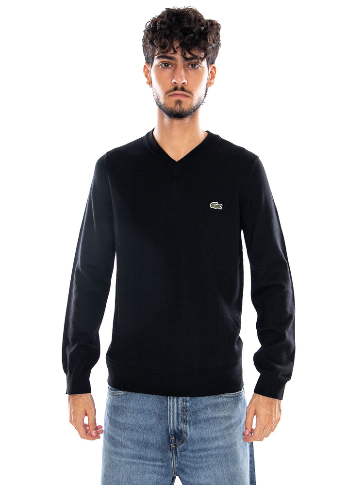 PULLOVER BLACK - Maglione Scollo a V Uomo Nero AH3221 031 LACOSTE 