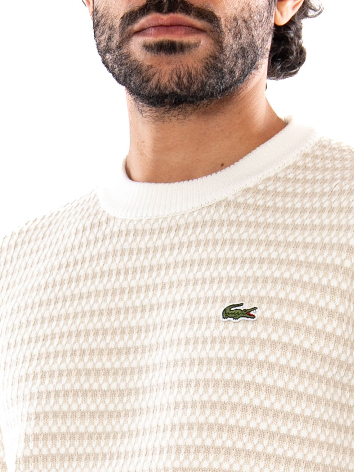 Lacoste Striped Pullover Beige - Maglione Uomo Beige a Righe AH8569 WL6 LACOSTE 