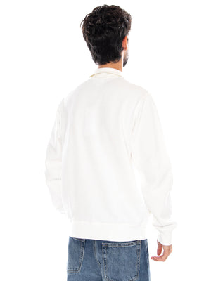 SWEATSHIRT WHITE - Felpa con Colletto e Zip Corta Uomo Bianca SH1927 70V LACOSTE 