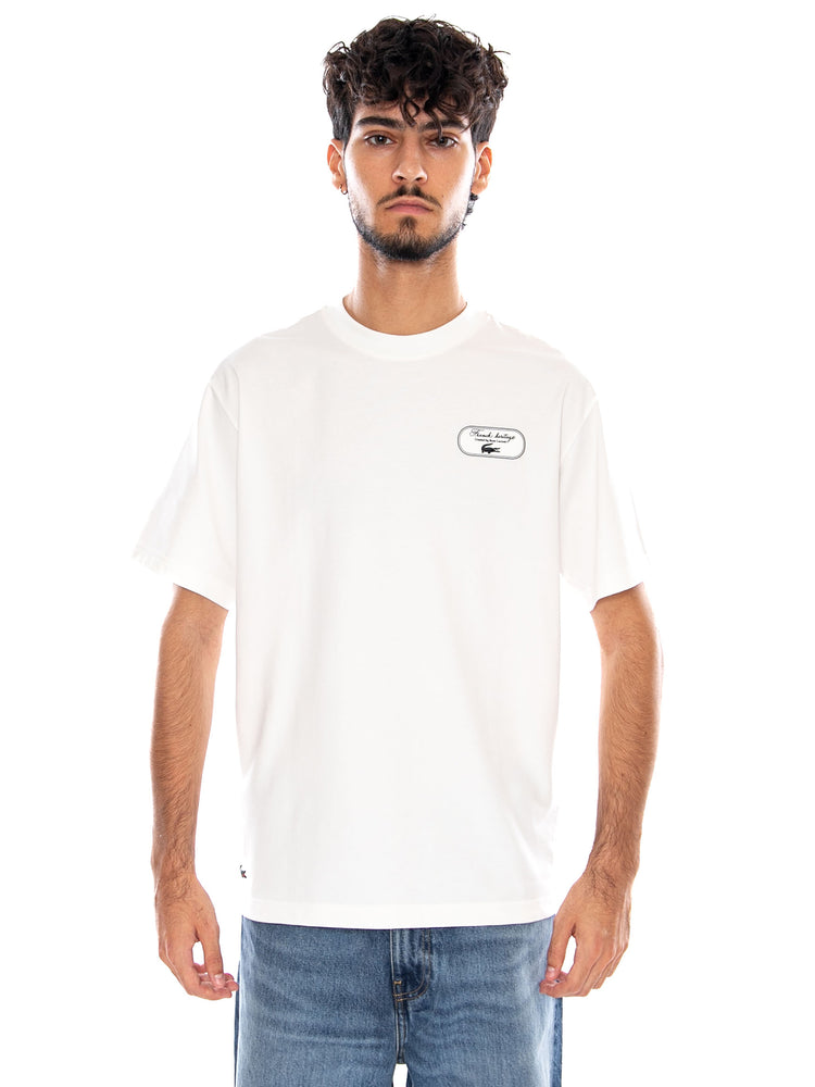 T-SHIRT WHITE - Maglietta Girocollo Uomo Bianca TH6729 70V LACOSTE 