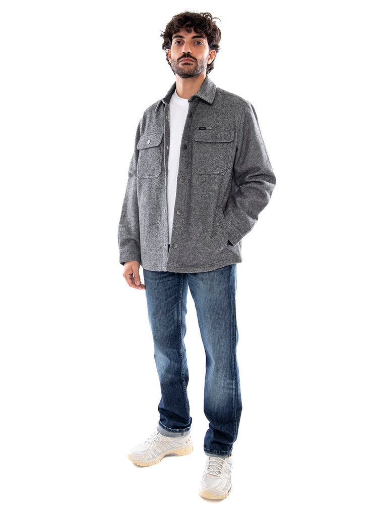 Lee Wool Overshirt Heather Grey - Camicia Overshirt Uomo Grigio Mélange 112386433 GRY LEE 
