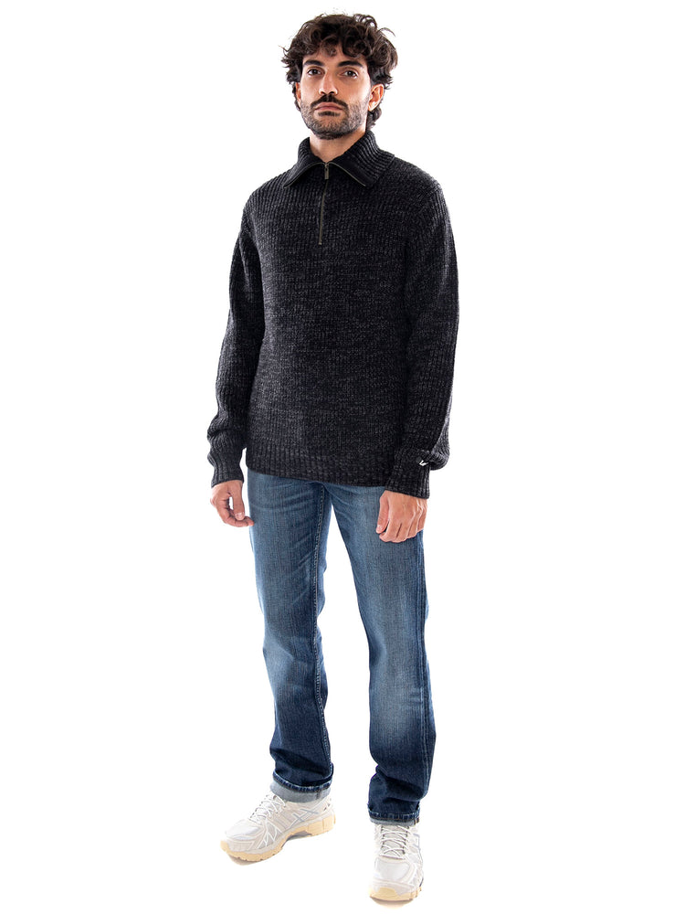 Lee Mock Neck Zip Black Gel Leather - Giacca Uomo Nera Effetto Pelle 112386618 BLK LEE 