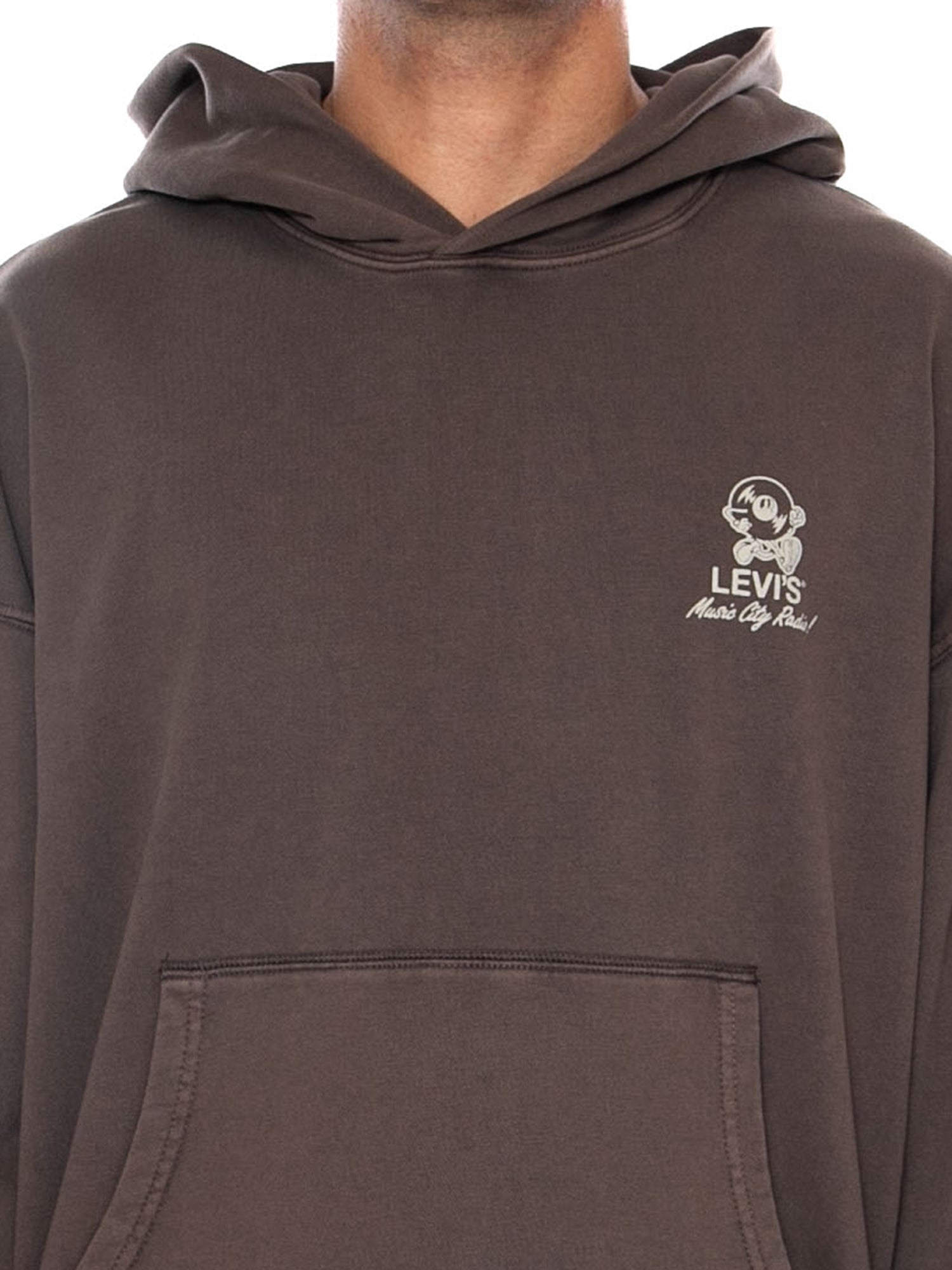 LEVI'S TWO HORSE BOXY HOODIE MUSIC CITY VINYL 2 BROWN - Felpa con Cappuccio Uomo Marrone 003R1 0024 LEVIS 