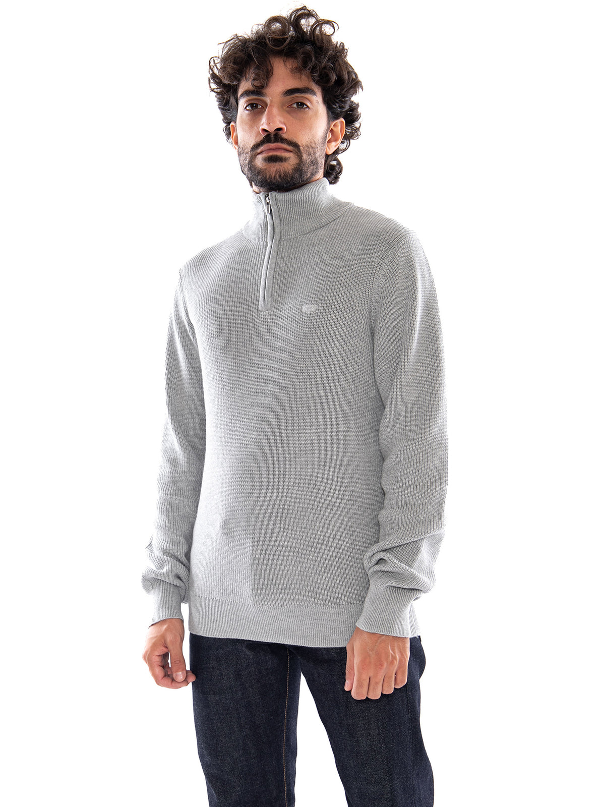 Levi's HM Quarter Zip Sweater Mid Tone Grey Heather - Maglione Uomo Grigio 0058U 0002 LEVIS 