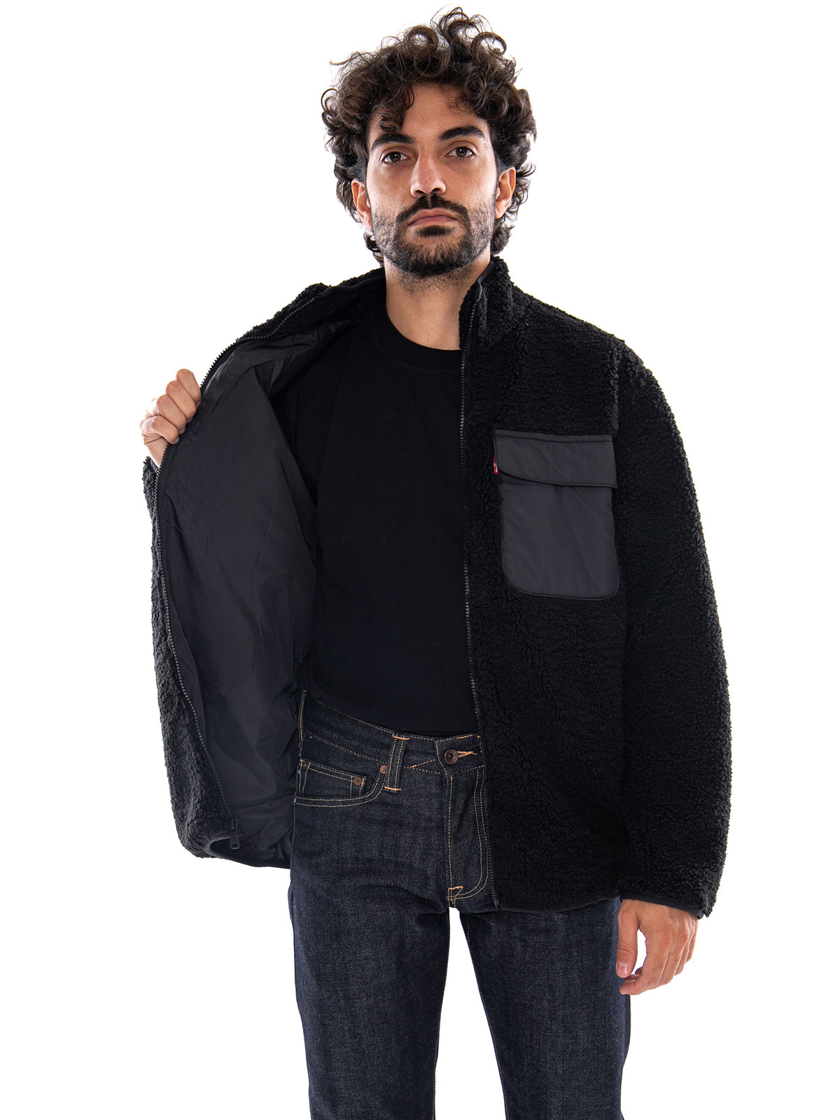 Levi's Campo Sherpa Jacket Oatmeal Black - Giacca Uomo Nera 007SH 0000 LEVIS 
