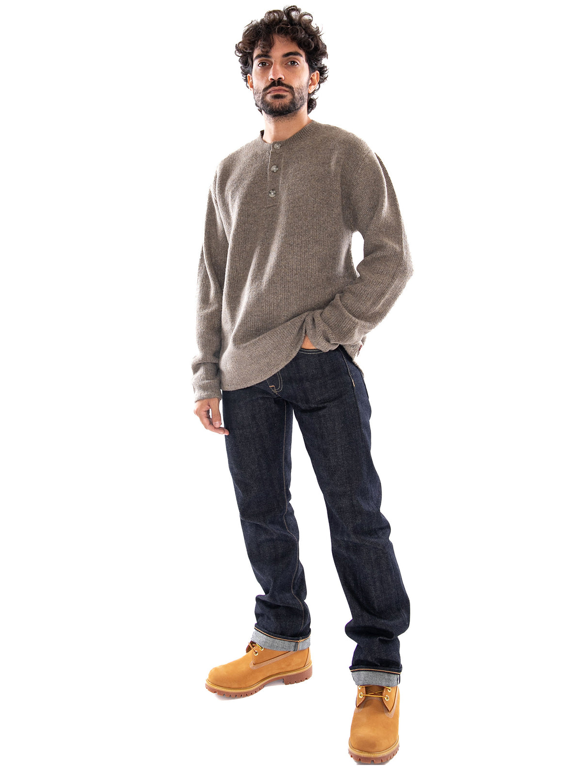 Levi's Woodacre Henley Sweater Brindle Heather Beige - Maglione Uomo Beige 007T3 0003 LEVIS 