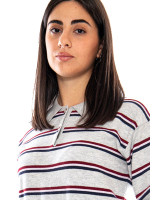 Levi's Super Soft LS Polo Jade Stripe Light Grey Heather - Maglia Donna Grigia a Righe 007VY 0001 LEVIS 
