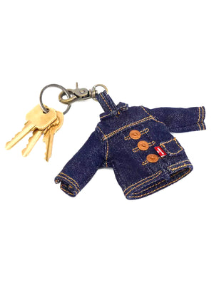 LEVI'S® MINI TRUCKER CHARM OCEAN INDIGO WASH - Portachiavi Denim Jeans Blu 0080B 0000 LEVIS 