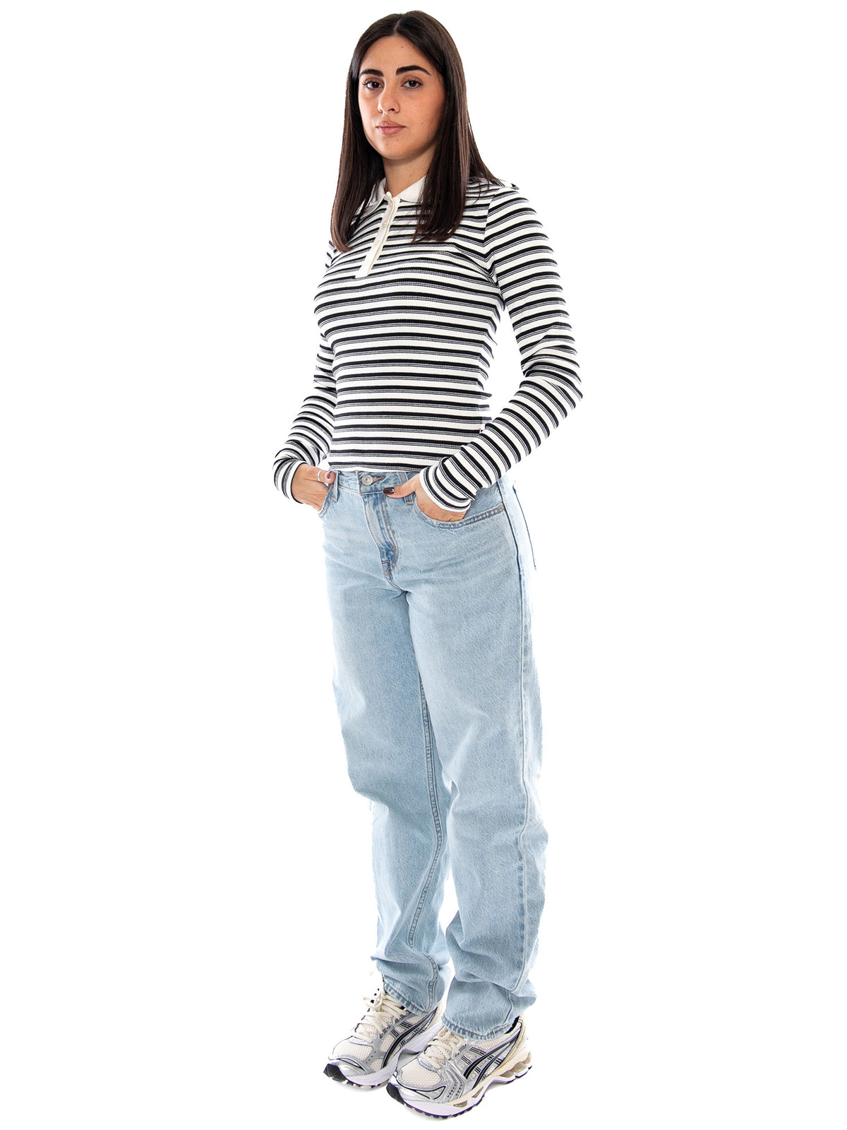 Levi's Rory LS Polo Gigi Stripe Anthracite Night - Polo Donna a Righe Antracite 0087H 0002 LEVIS 