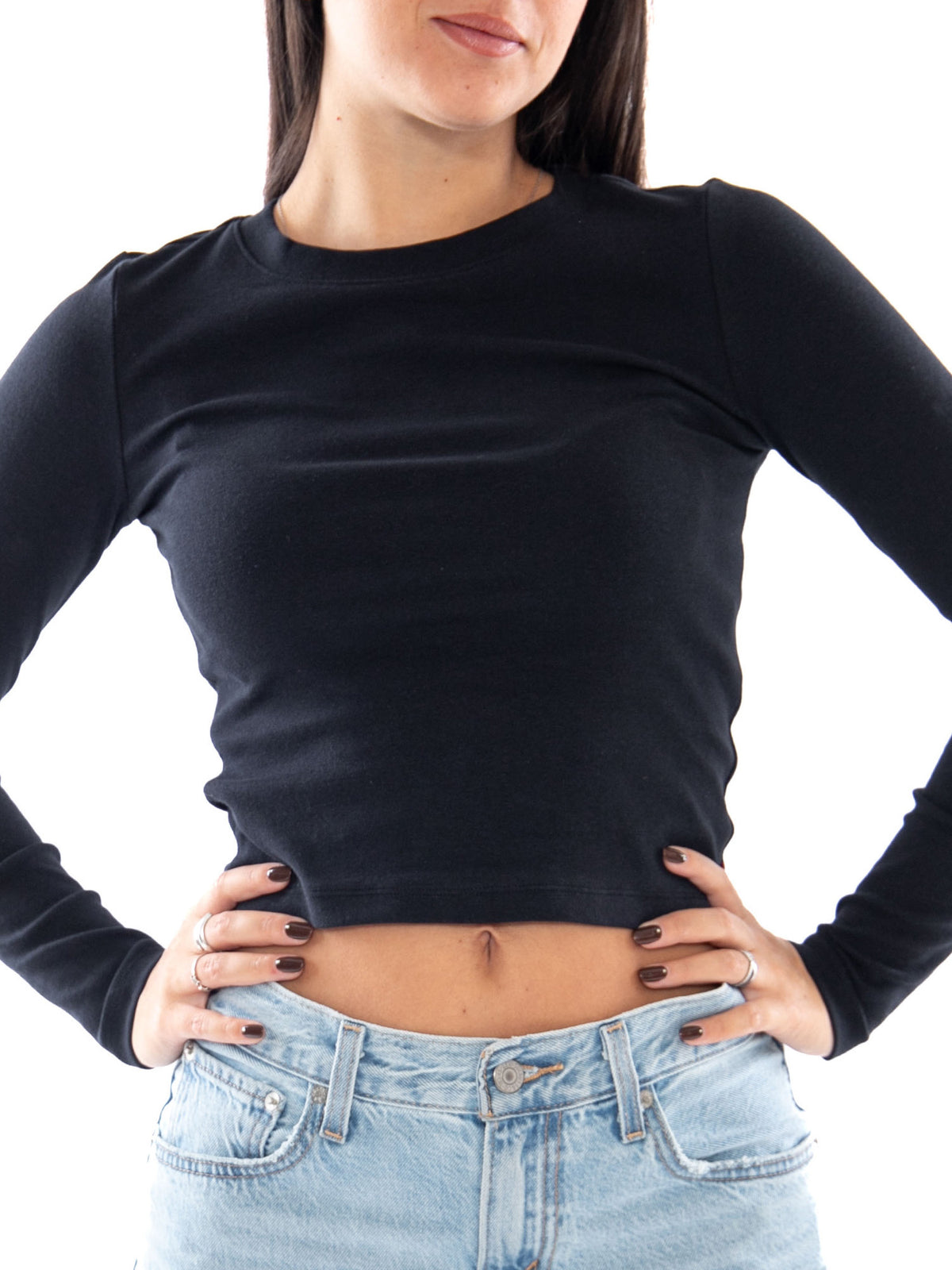 Levi's Essential Baby LS Anthracite Night - Maglia Donna a Maniche Lunghe Nera 008SS 0005 LEVIS 