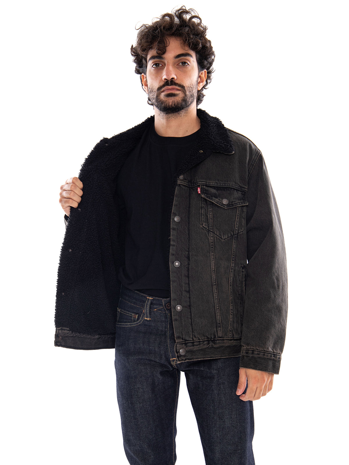 Levi's Relaxed Fit Sherpa Trucker Cali Chocolate - Giacca Uomo Marrone<BR/><BR/> A5784 0048 LEVIS 