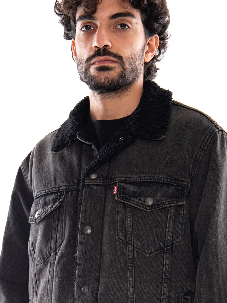 Levi's Relaxed Fit Sherpa Trucker Cali Chocolate - Giacca Uomo Marrone<BR/><BR/> A5784 0048 LEVIS 