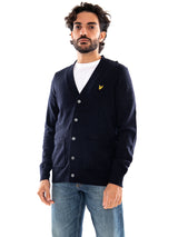 Lyle & Scott Lambswool Blend V Neck Cardigan Dark Navy Marl - Cardigan Homme à Col V Bleu Marine Chiné Homme LYLE & SCOTT