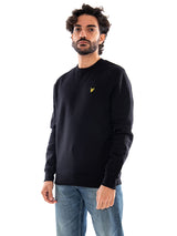 Lyle & Scott Crew Neck Brushback Sweatshirt Jet Black - Men's Black Crewneck Sweatshirt LYLE & SCOTT