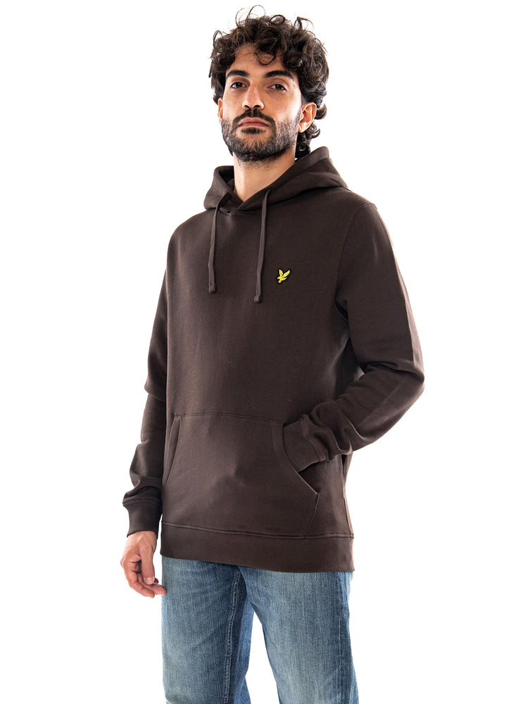 Lyle & Scott Brushback Pullover Hoodie Ebony - Felpa Uomo con Cappuccio Marrone ML1139V Y176 LYLE & SCOTT 