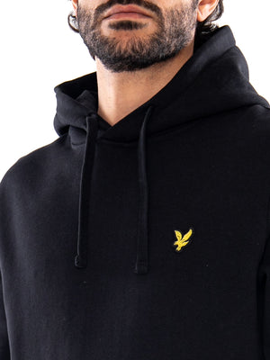 Lyle & Scott Brushed Back Hoodie Sweatshirt Jet Black - Felpa Uomo con Cappuccio Nera ML1139V Z865 LYLE & SCOTT 
