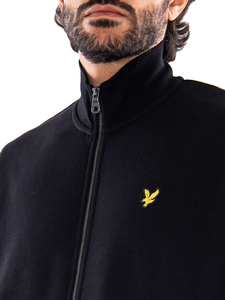 Lyle & Scott Brushback Full Zip Jet Black - Felpa Uomo con Zip Intera Nera<BR/><BR/><BR/> ML2148V Z865 LYLE & SCOTT 