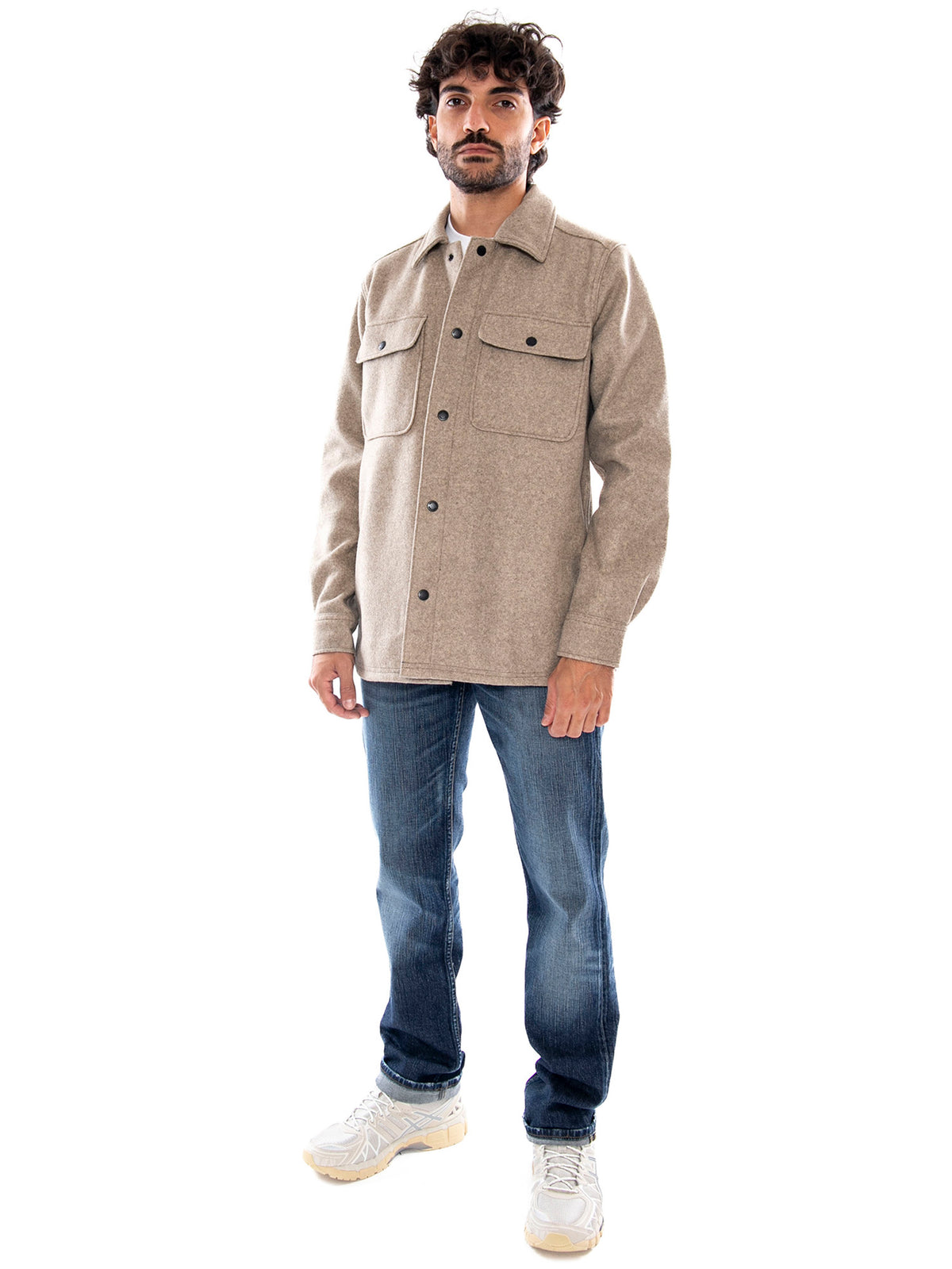 Only & Sons ONSASH OVR Woolen Look Pocket LS Shirt Chinchilla - Camicia Uomo Marrone Tortora 22023564 3962795 ONLY & SONS 