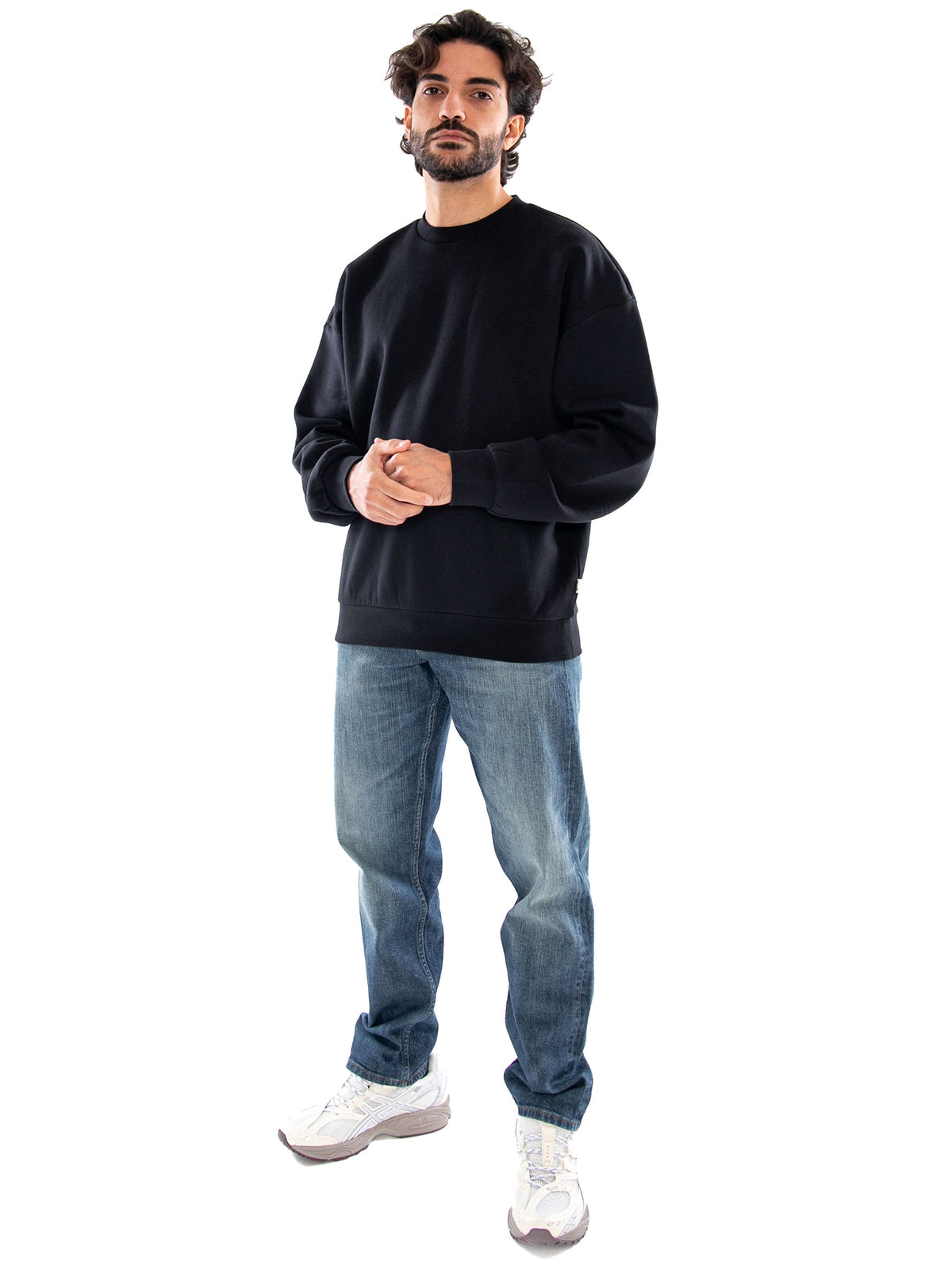 Only & Sons ONSCERES OVZ LS Crew Sweat NOOS Black - Felpa Girocollo Uomo Nera 22036787 4971995 ONLY & SONS 