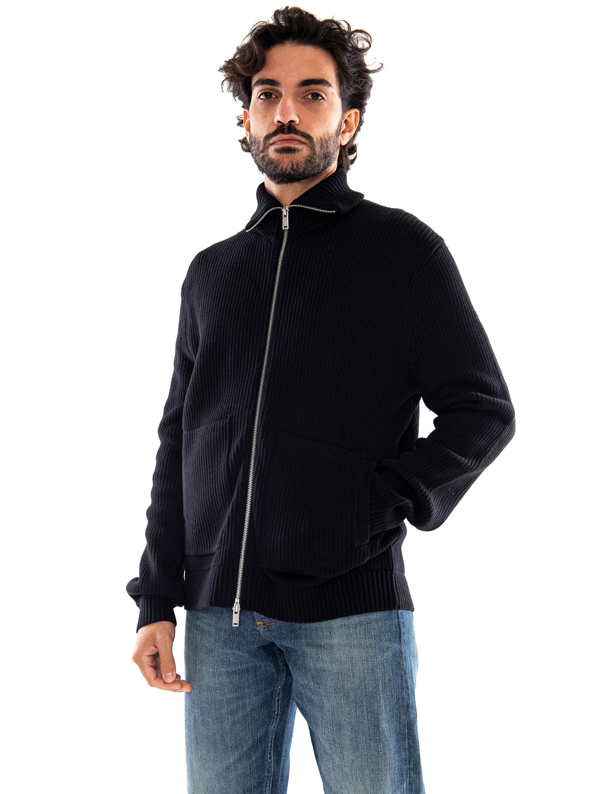 Only & Sons ONSSTAY REG Zip Cardigan Knit FRML Black - Cardigan Uomo in Maglia con Zip Nero<BR/><BR/> 22039396 5076215 ONLY & SONS 