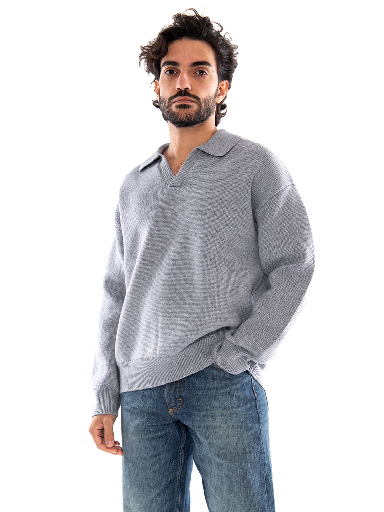 Thinking MU Aritz Knitted Sweater Grey - Maglione Uomo Grigio MKN00126 GRY THINKING MU 