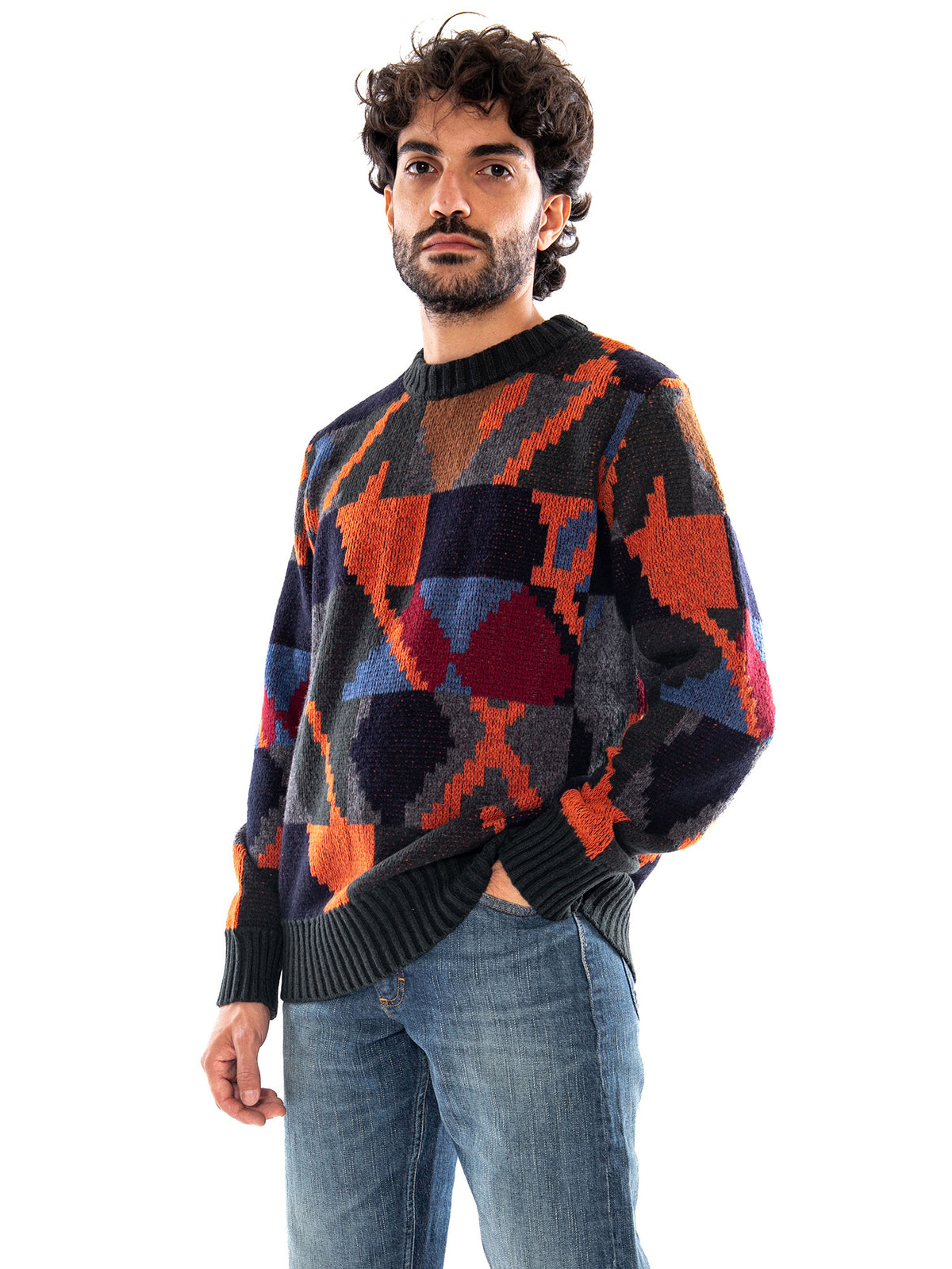 Thinking MU Matgi Pixel Knitted Sweater - Maglione Uomo in Maglia Multicolore MKN00172 PXL THINKING MU 