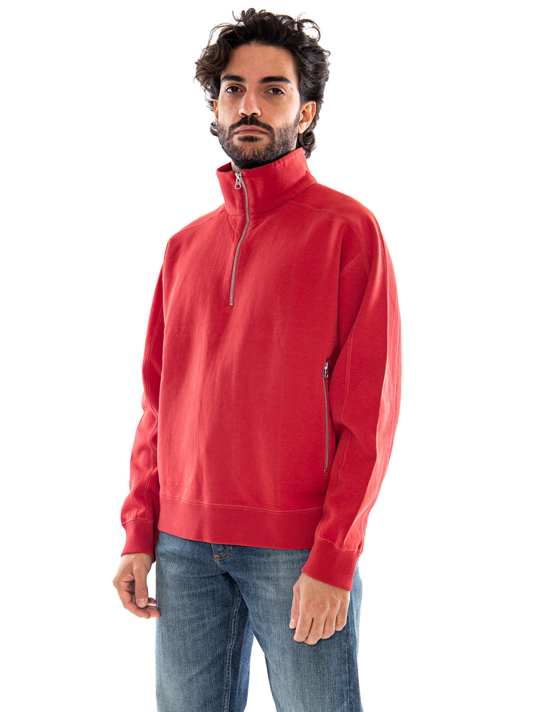 Thinking MU Pipo Sweatshirt Red - Felpa Uomo a Collo Alto con Mezza Zip Rossa MSS00182 RED THINKING MU 