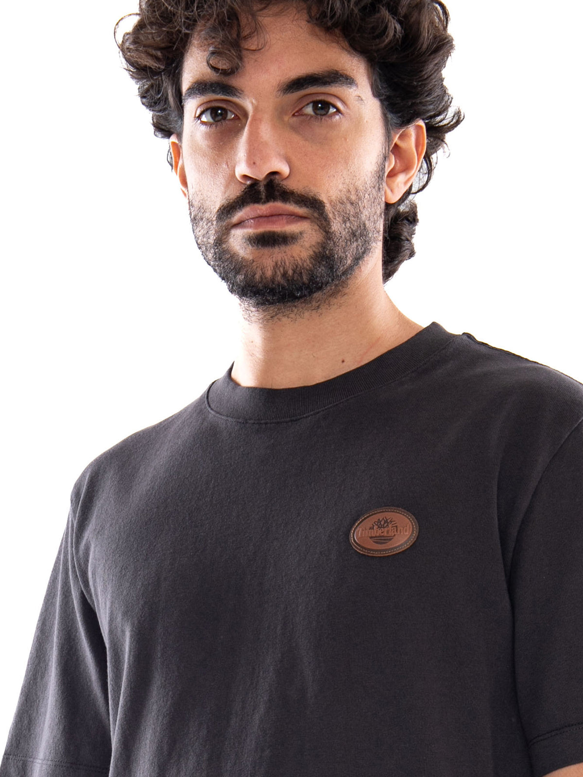 Timberland Leather Badge HW SS Tee Vintage Black - T-Shirt Uomo Nera<BR/><BR/> TBC0YHDE CN11 TIMBERLAND 