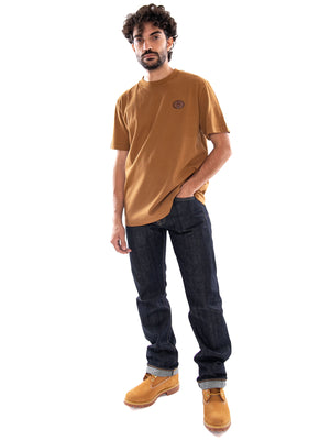 Timberland Leather Badge HW SS Tee Dark Wheat Boot - T-Shirt Uomo Marrone TBC0YHDE EH21 TIMBERLAND 