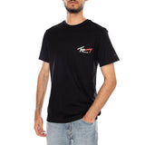 TJM SLIM SIGN CHEST SS TEE EXT BLACK - Men's Black Crew Neck T-Shirt TOMMY HILFIGER