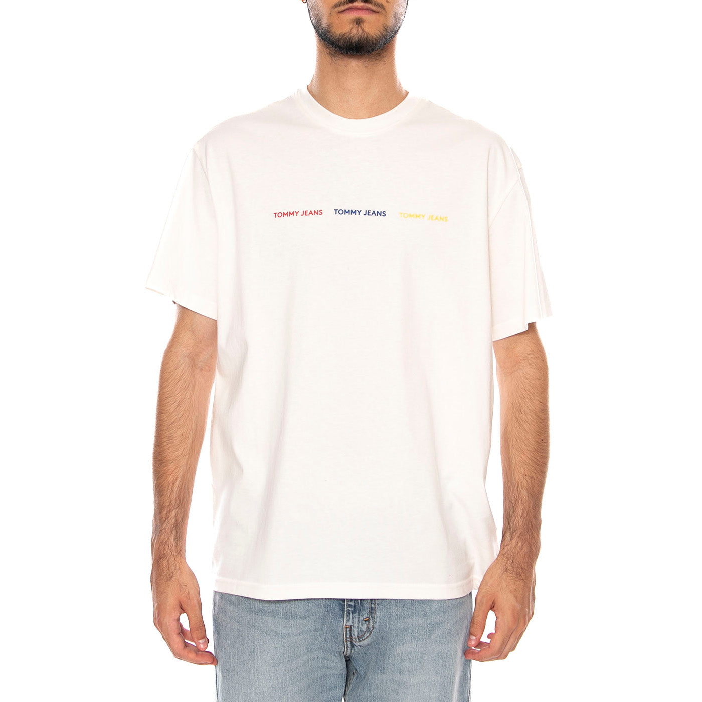 TJM REG TJ REPEAT SS TEE ANCIENT WHITE - Maglietta Girocollo Uomo Bianca DM0DM23180 YBH TOMMY HILFIGER 