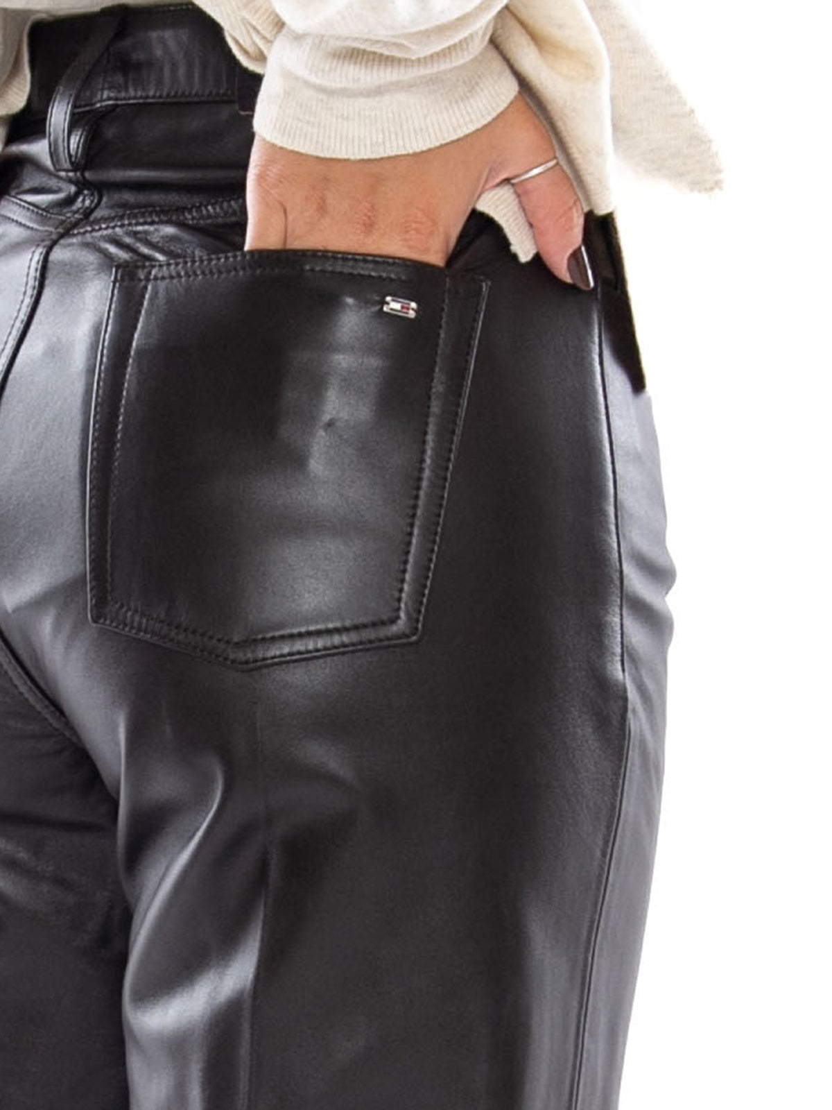 Tommy Hilfiger Leather Pants Dark Truffle - Pantaloni Donna Marrone Scuro WW0WW51587 H09 TOMMY HILFIGER 