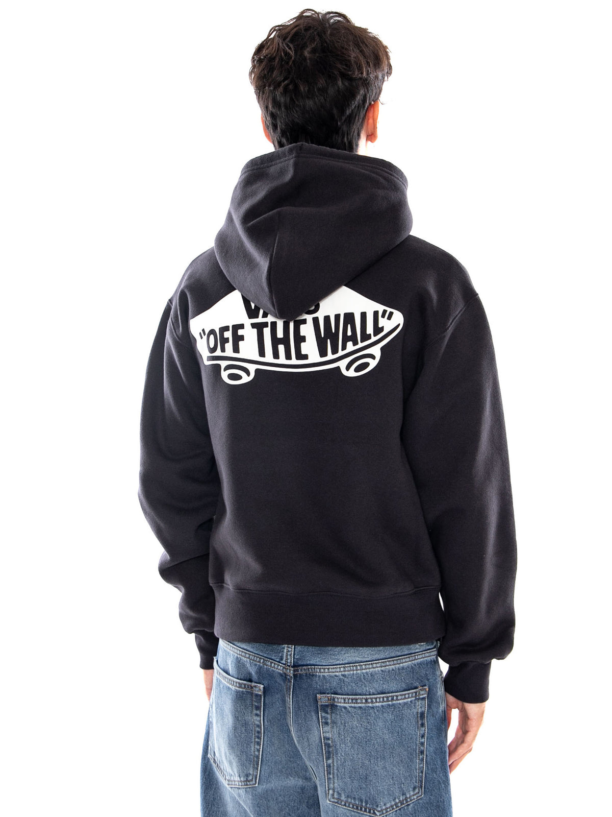 DOUBLE STANDARD PULLOVER BLACK / WHITE - Felpa con Cappuccio Uomo Nera VN00105K Y281 VANS 