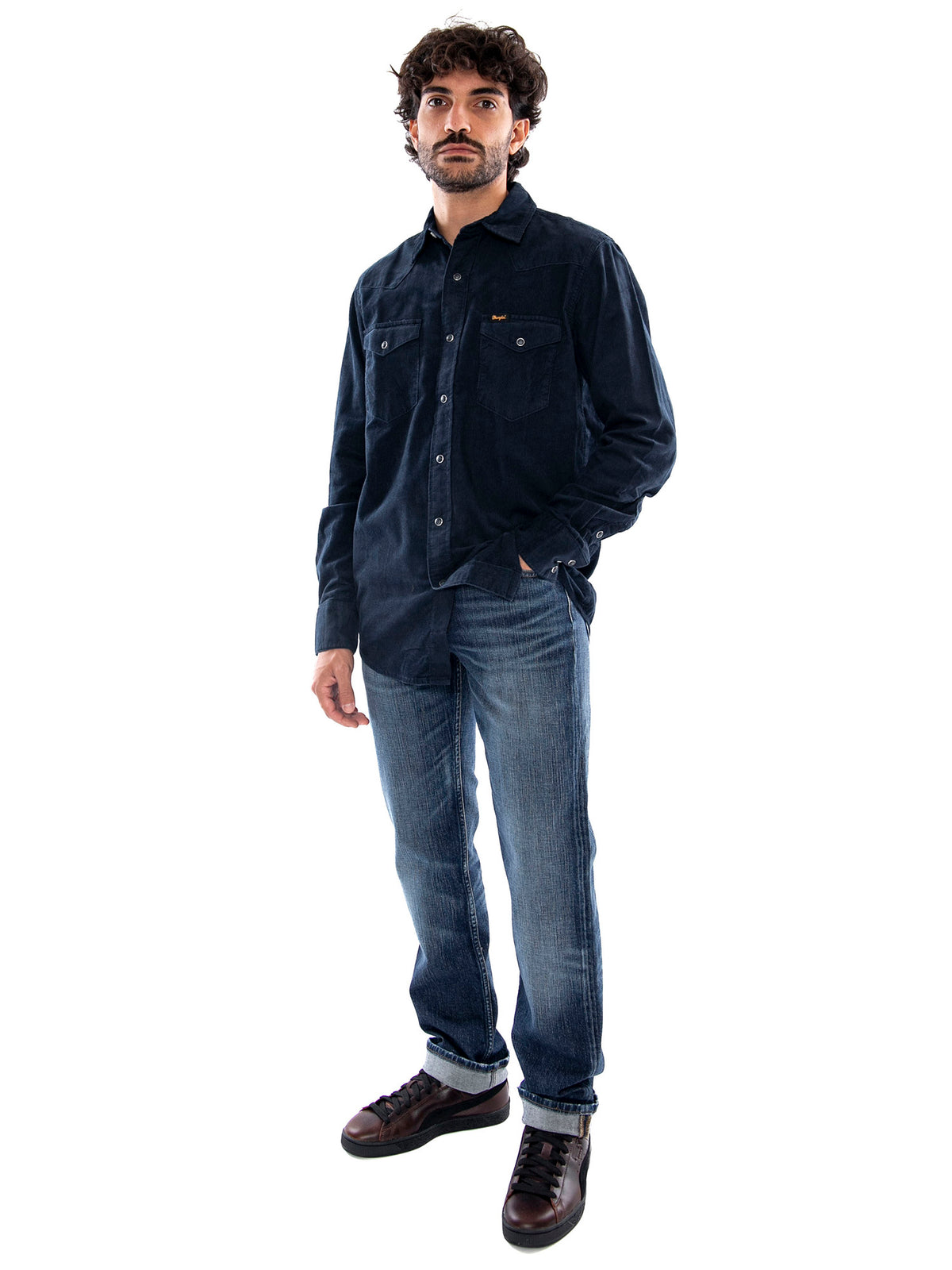Wrangler Western Shirt Dark Sapphire Blue - Camicia Western Uomo Blu 112386903 BL WRANGLER 
