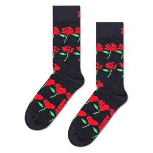 Rose Hearts Sock Black - Calzini Multicolore P001529-BLACK . HAPPY SOCKS 