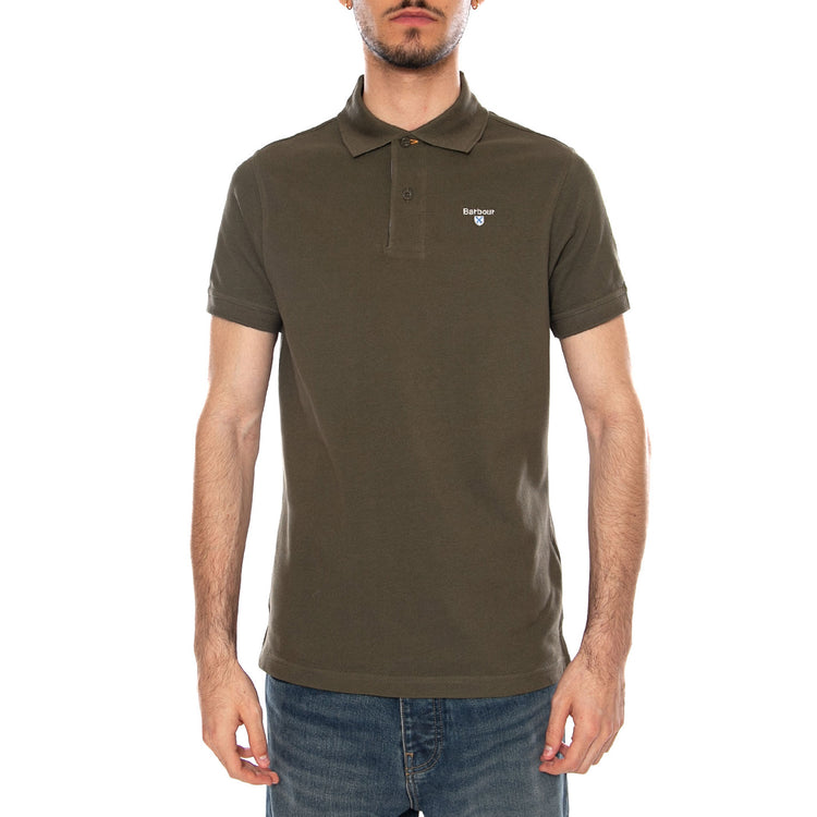 TARTAN PIQUE POLO DARK OLIVE - Polo Uomo Verde MML0012 OL51 BARBOUR 