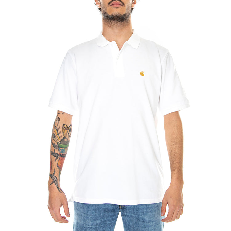 S/S CHASE PIQUE POLO WHITE - Polo Uomo Bianca I023807 00RXX CARHARTT WIP 