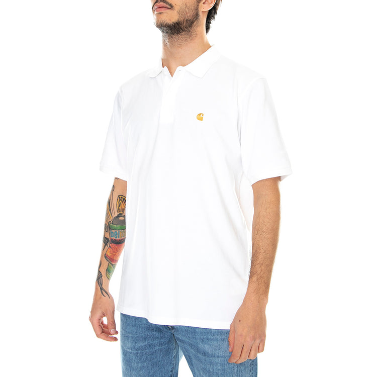S/S CHASE PIQUE POLO WHITE - Polo Uomo Bianca I023807 00RXX CARHARTT WIP 