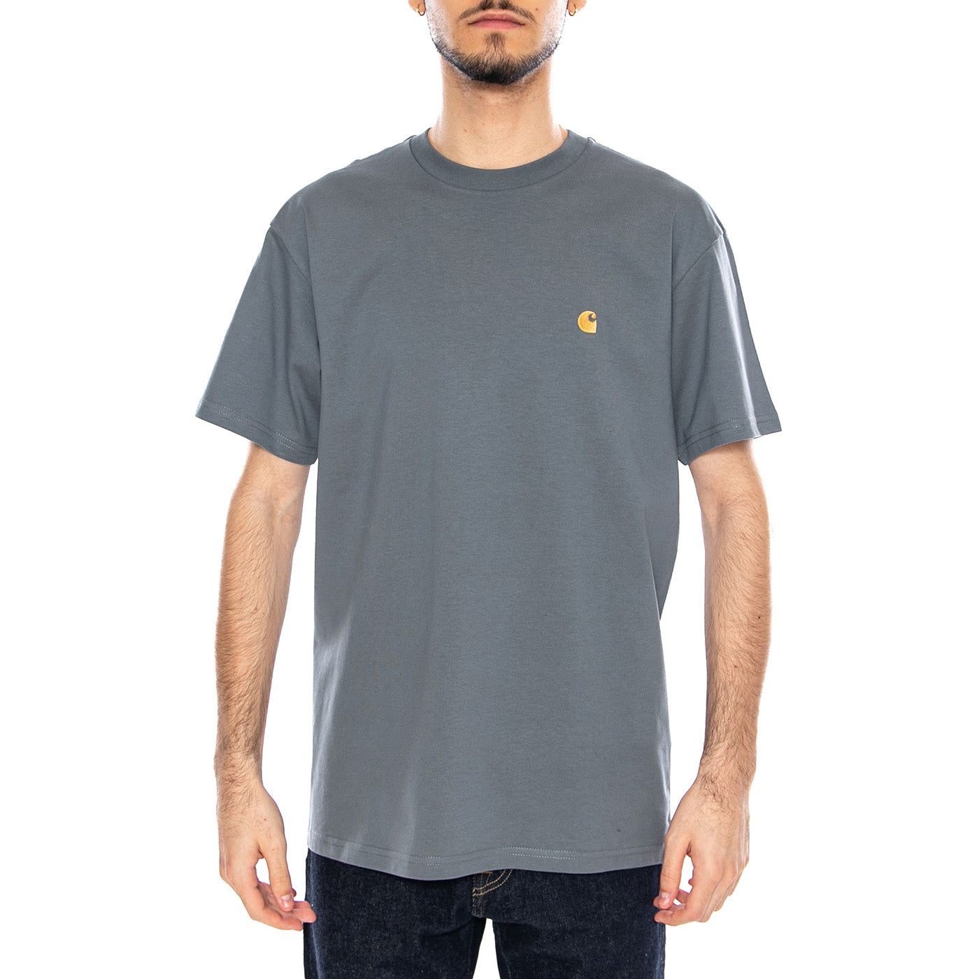 S/S Chase T-Shirt Cozy Blur / Gold - Maglietta Girocollo Uomo Blu I026391 3LPXX CARHARTT WIP 