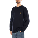 L/S Chase T-Shirt - Dark Navy / Gold - Men's Long Sleeve T-Shirt Dark Blue Men's CARHARTT WIP
