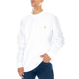 L/S CHASE T-SHIRT WHITE / GOLD - T-Shirt Col Rond Manches Longues Homme Blanc CARHARTT WIP