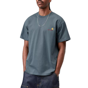 S/S AMERICAN SCRIPT T-SHIRT OFFICE BLUE - Maglietta Girocollo Uomo Blu I029956 3GBXX CARHARTT WIP 